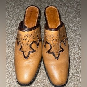 Sonora brown western boho clog mules